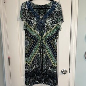 Apt. 9 Blue and Green Patterned Midi Dress